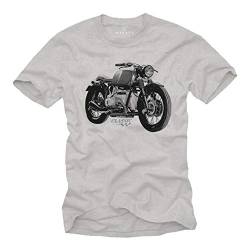 MAKAYA Motorrad T-Shirt Herren - R100 Vintage Biker Oldtimer Motiv - Kurzarm Rundhals grau Größe XXXL von MAKAYA