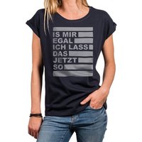 MAKAYA Oversize-Shirt Damen T-Shirts mit den witzigsten Sprüchen - Is mir egal - Sommer Top (Kurzarm, Schwarz, Grau, Blau) Baumwolle, große Größen von MAKAYA