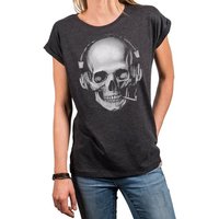 MAKAYA Print-Shirt Damen Cooles T-Shirt mit Totenkopf Design Skull Top - Aufdruck Gothic (Kurzarm, Rundhals, Schwarz, Blau, Grau) Baumwolle, große Größen von MAKAYA