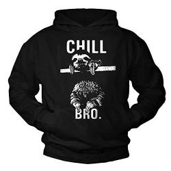 MAKAYA Pullover mit Kapuze Herren CHILL BRO Sweatshirt Kapuzenpullover Hoodie Kinder/Jungs/Damen/Mädchen schwarz Größe M von MAKAYA