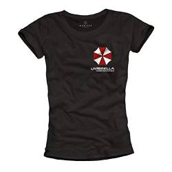 MAKAYA Resident T-Shirt Damen mit Druck - Umbrella Corporation - Rundhals Kurzarm Top Schwarz für Frauen Größe L von MAKAYA