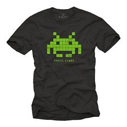 MAKAYA Retro Gamer T-Shirt Herren - Space Invaders - Nerd Geschenke für Männer schwarz M von MAKAYA