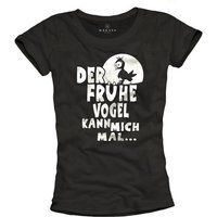 MAKAYA T-Shirt Damen Sprüche Top Der Frühe Vogel Print Motiv Frauen Oberteile von MAKAYA