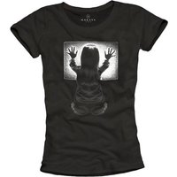 MAKAYA T-Shirt Damen Top Schwarz Poltergeist Horror Gamer Motiv Frauen Damenshirt von MAKAYA