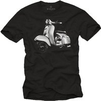 MAKAYA T-Shirt Herren Vintage Hippie Roller Motiv 60er 70er 80er Jahre Scooter Männer mit Druck, aus Baumwolle von MAKAYA