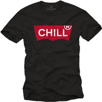 MAKAYA T-Shirt Herren mit Aufdruck CHILL Lustige Sprüche chillen Männer Jungs Jungen mit Druck, aus Baumwolle von MAKAYA