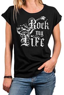 MAKAYA Vintage Musik Tunkia Sommer Top Damen Rock M Life Band Shirt Gitarre Print T-Shirt Große Größen Ovesize Schwarz XXXL von MAKAYA