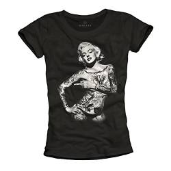 Marilyn Monroe Tattoo T-Shirt für Frauen - schwarz Größe L von MAKAYA