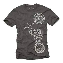 Motorrad T-Shirt für Herren Grau/Männer XXL von MAKAYA