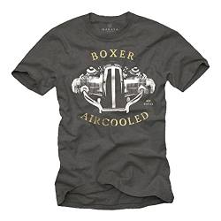 Motorrad T-Shirt für Männer - R100 Boxer Motor - Geschenke für Motorradfahrer Biker Grau XXXXXL von MAKAYA