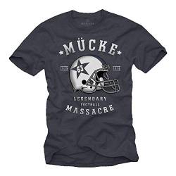Mücke 63 - Herren T-Shirt - Football Helm Spencer Tracy Blaugrau XXL von MAKAYA
