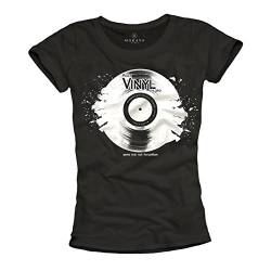 Musik T-Shirt für Frauen Schallplatte schwarz Größe L von MAKAYA