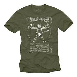 Musik T-Shirts mit Gitarre Leonardo DA Vinci Grün Männer M von MAKAYA