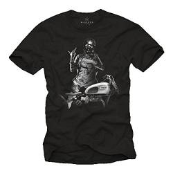 Pin Up Girl mit Motorrad - Herren T-Shirt Schwarz - Motorradbekleidung XXXL von MAKAYA