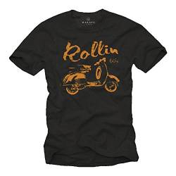 Scooter Roller T-Shirt für Herren schwarz - Rollin 60`s - Größe XXL von MAKAYA