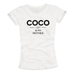 Shirt mit Spruch für Damen - Coco is My Mother - weiß/schwarz Größe L von MAKAYA