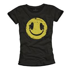 Smile Kopfhörer T-Shirt für Frauen schwarz Größe M von MAKAYA