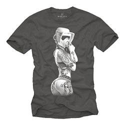 Strom Trooper Star - Tattoo T-Shirt Herren - Ink Wars grau XXXL von MAKAYA