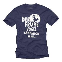 T-Shirts mit lustigen Sprüchen DER FRÜHE Vogel KANN Mich MAL Blau XXL von MAKAYA