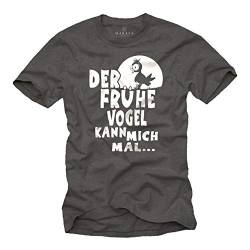 T-Shirts mit lustigen Sprüchen DER FRÜHE Vogel KANN Mich MAL Grau XXL von MAKAYA