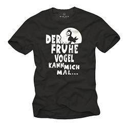 T-Shirts mit lustigen Sprüchen DER FRÜHE Vogel KANN Mich MAL schwarz XXL von MAKAYA
