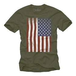 USA T-Shirt Herren Amerika Flagge Grün Größe XXL von MAKAYA