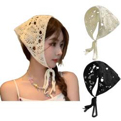 2 Stück Dreieck Kopftücher für Damen Haarbänder Gehäkeltes Dekoratives Stirnband Mode Haar Zubehör für Frauen und Mädchen von MAKFORT
