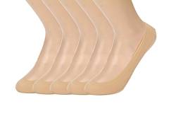 Damen Füsslinge Ballerina Sneaker Socken Invisible Socks 5 Paar, Beige, Einheitsgröße von MAKFORT