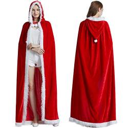 MAKFORT Umhang Rot Samt Umhang roter umhang mit kapuze rotes cape umhang kostüm Weihnachts-Kostüm für Damen von MAKFORT
