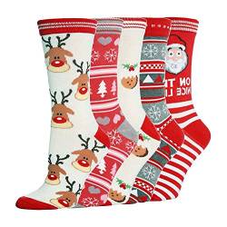 MAKFORT Weihnachtssocken Damen Winter Warme Socken Lustige Socken Frauen Thermal Lässige Sneaker Socken 5 Paar von MAKFORT