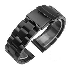 MAMA'S PEARL 18mm 19mm 20mm 21mm 22mm 23mm 24mm Universal Solide Edelstahl Uhr Band Metall armband Link Armband Armband Zubehör (Color : Black, Size : 22mm) von MAMA'S PEARL