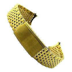 MAMA'S PEARL 18mm 19mm 20mm Metallband Fit For Omega Fit For Seamaster Nine Beads Armband Edelstahl Armband Armband Uhr Zubehör (Color : Gold, Size : 20mm) von MAMA'S PEARL