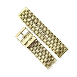 MAMA'S PEARL 18mm 20mm 22mm 24mm Edelstahl Armband Strap Universal Männer Frauen Mesh Milanese Armband Link Armband Zubehör gold (Color : Gold, Size : 20mm) von MAMA'S PEARL