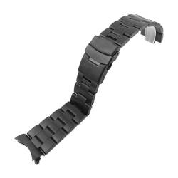 MAMA'S PEARL 20mm 22mm Edelstahl Armband Männer Frauen Metall Matte Curved End Solide Tauchen Armband Armband Handgelenk Band zubehör (Color : Black, Size : 22mm) von MAMA'S PEARL