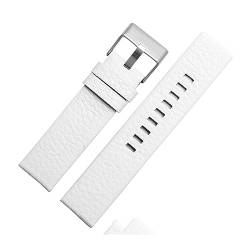 MAMA'S PEARL 22mm 24mm 26mm 28mm 30mm Echtes Leder Armband Fit For Diesel Uhr Strap For DZ1405 DZ4323 DZ7313 DZ7322 DZ4386 Band Armband (Color : White silver buckle, Size : 26mm) von MAMA'S PEARL