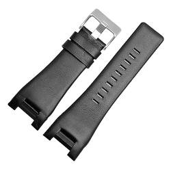 MAMA'S PEARL 32mm Echtes Leder Armband Armband Fit For Diesel Uhr Strap Armbanduhren Band For DZ1216 DZ1273 DZ4246 DZ4247DZ287 Uhr Band (Color : B-black-silverbuckle, Size : 32mm) von MAMA'S PEARL