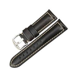 MAMA'S PEARL Armband Uhrenzubehör Rotes Lederarmband Passend For Panerai Passend For SEIKO Passend For TISSOT Smartwatch-Armband Vintage-Uhrenarmband (Color : Light Black S, Size : 18mm) von MAMA'S PEARL