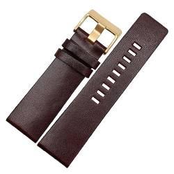 MAMA'S PEARL Lederarmband 22 24 26 28 30 Mm Lederarmband Uhrenarmband Armbanduhren Band Passend For Diesel DZ4343 DZ7293 DZ7333 Uhrenarmband (Color : Dark brown gold, Size : 22mm) von MAMA'S PEARL
