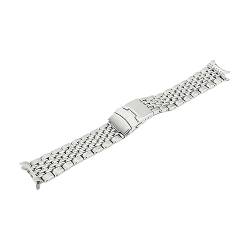 MAMA'S PEARL Silber 316L Edelstahl Gebogenes Ende 20MM 22MM Bead Of Rice Uhrenarmband Passend For SKX007 Armbanduhr (Color : Silver, Size : 20mm) von MAMA'S PEARL