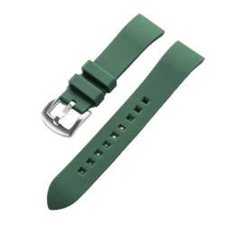 MAMA'S PEARL Silikonarmband 18 19 20 21 22 24 mm Schnellverschluss Tauchen Wasserdichtes Armband Universal Gummi-Uhrenarmband-Zubehör (Color : Green, Size : 24mm) von MAMA'S PEARL