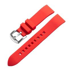 MAMA'S PEARL Silikonarmband 18 19 20 21 22 24 mm Schnellverschluss Tauchen Wasserdichtes Armband Universal Gummi-Uhrenarmband-Zubehör (Color : Red, Size : 21mm) von MAMA'S PEARL