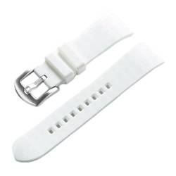 MAMA'S PEARL Silikonarmband 18 19 20 21 22 24 mm Schnellverschluss Tauchen Wasserdichtes Armband Universal Gummi-Uhrenarmband-Zubehör (Color : White, Size : 21mm) von MAMA'S PEARL