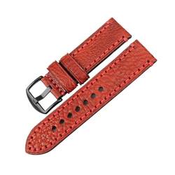 MAMA'S PEARL Uhrenarmband passend for PANERAI Lederarmband Grün 20 22 24 26 mm Uhrenzubehör Armband (Color : Red B, Size : 24mm) von MAMA'S PEARL