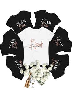 JGA Tshirt Team Braut Frauen Set, Damen T-Shirts Schwarz Weiss Weiß von MAMAHUHU