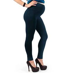 MAMAJEANS Damen Umstandskleidung Winter-Leggings, Thermo Leggings, Winter Plushing Stoff - Made in Italy, Blau, 40 / L von MAMAJEANS