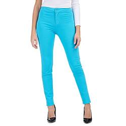 MAMAJEANS Jeans Damen High Waist Stretch, Skinny Hose, Baumwolle Jeggings - Made in Italy (40 - L, Türkis) von MAMAJEANS