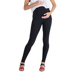 MAMAJEANS Paris - Damen Umstandsleggings High Waist Baumwolle, Schwangerschaftsleggings Blickdicht, Umstandshose Stretch, Umstandsmode für Schwangere Lang - Made in Italy (36, Schwarz) von MAMAJEANS