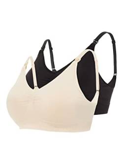 MAMALICIOUS Damen Mlilja Feed Me Bra Nf 2-p A. Noos, Black/Pack:mellow Buff, S-M von MAMALICIOUS