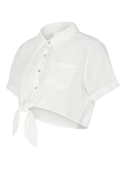 MAMALICIOUS Damen Mlmarilyn S/S Woven Cropped Shirt, Snow White, XL von MAMALICIOUS