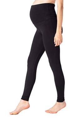 MAMARELLA Modal Support Umstandsleggings schwarz, variabler Bund mit extra Stützeffekt für den Bauch, blickdichte Leggings für die Schwangerschaft aus atmungsaktivem Modal für Sport & Freizeit (L) von MAMARELLA